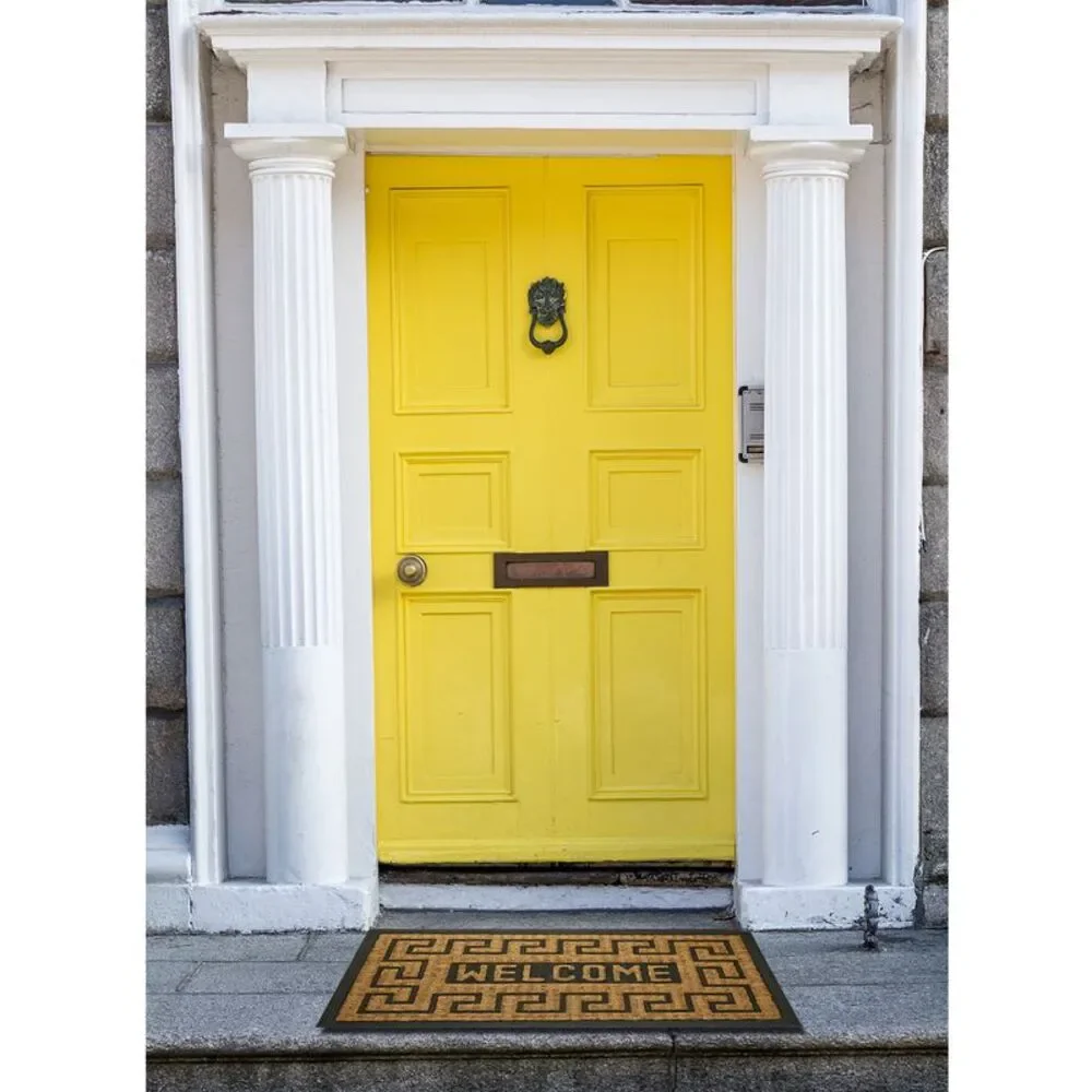 Geometric Entrance Door Mat, 100% Natural Coconut Husk Fibers & Non-Skid